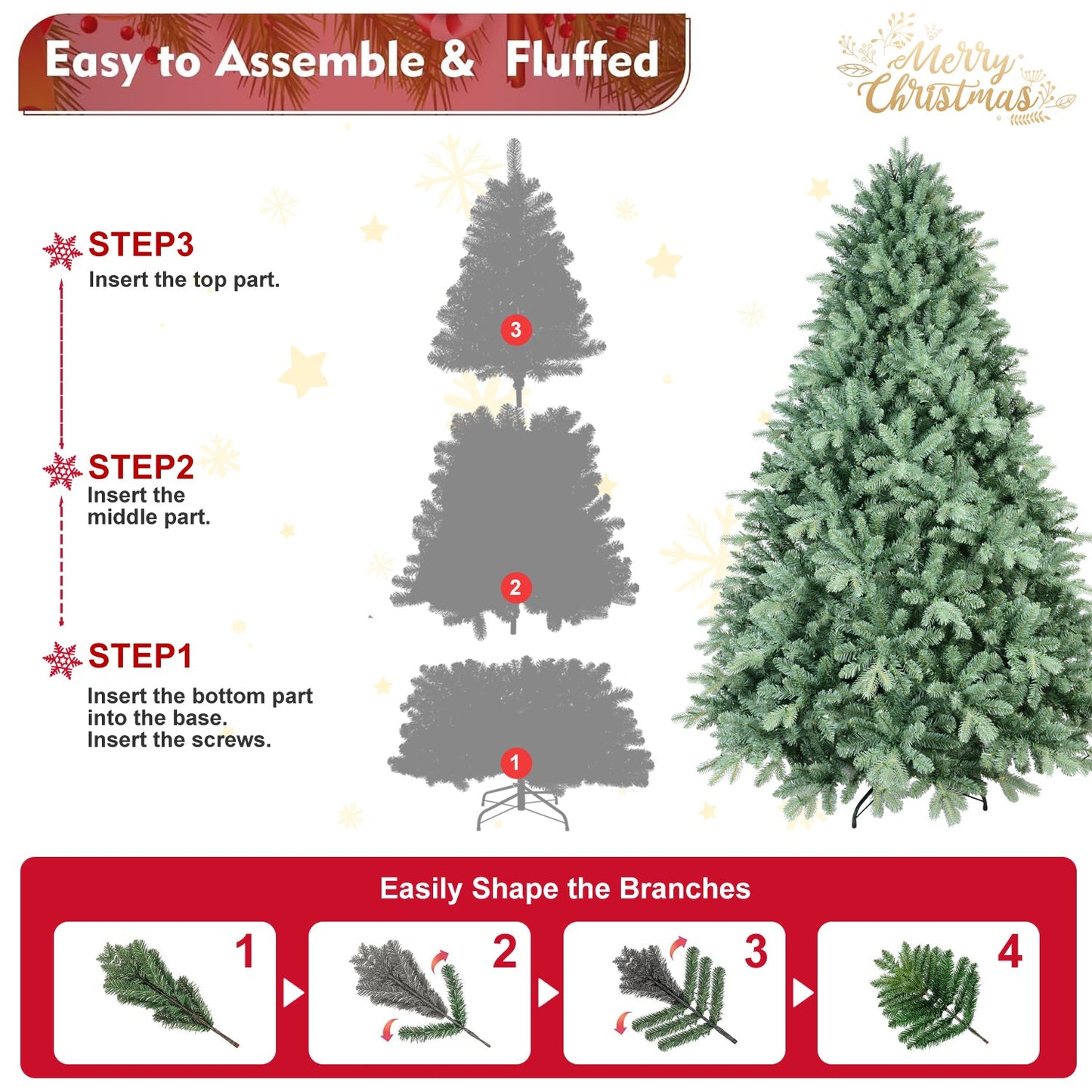 4FT Blue-Green Tint Christmas Tree with 592 PE+PVC Tips – Unique