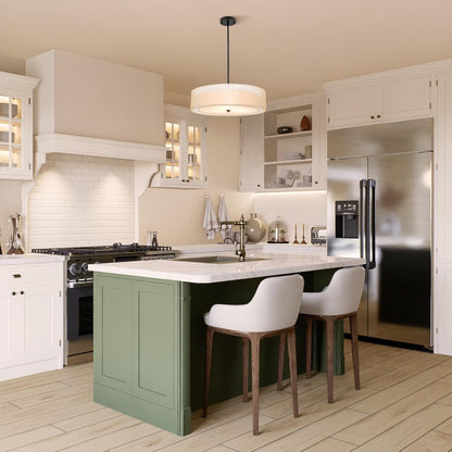 3-Light Drum Chandeliers, 20" Pendant Light Fixture with 2-Layer