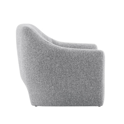 Modern Curved Accent Chair, Upholstered Fabric Armchair, Gray