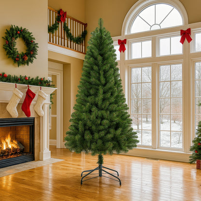7FT Unlit Artificial Christmas Tree with 775 Tips, Full PVC Branches,