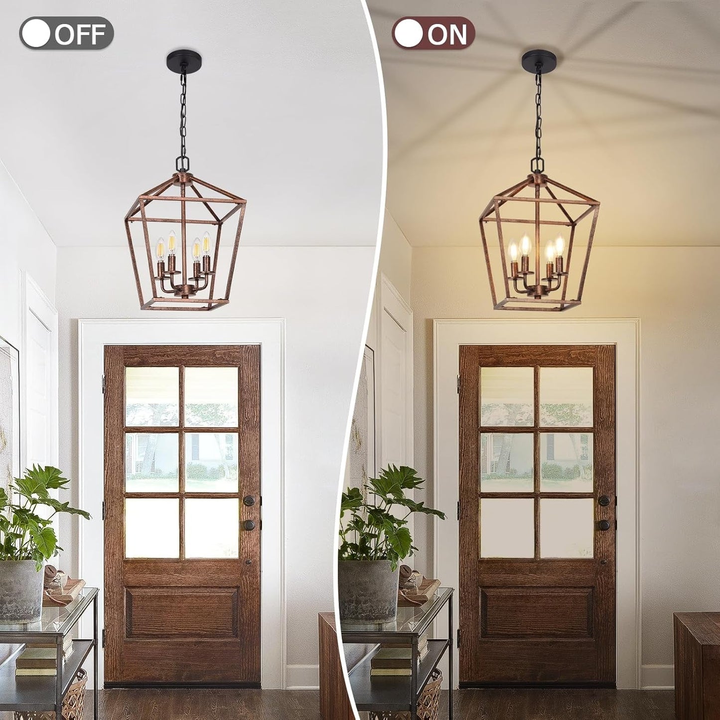 Chandelier for Dining Room, 4-Light Rustic Chandelier Fixtures,