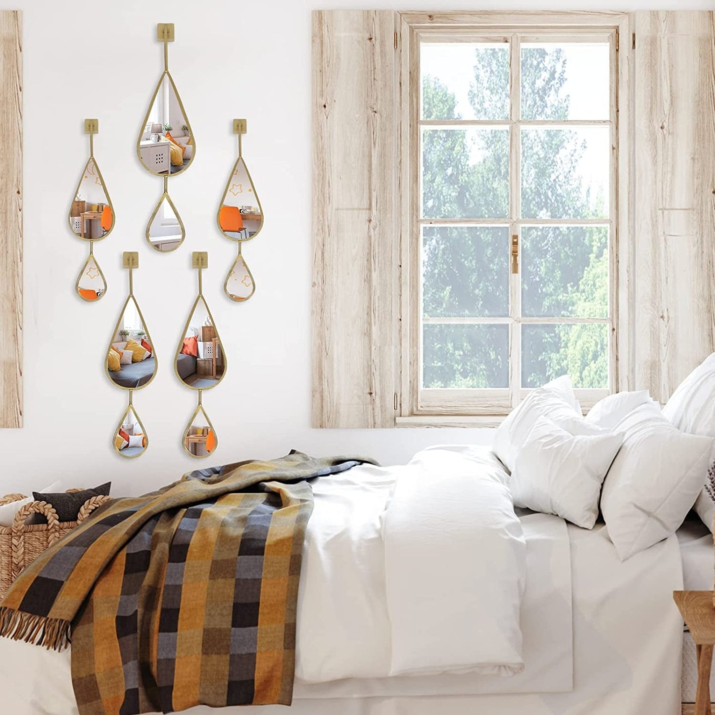 Wall Mirror Decorative Mirrors Mounted Decor Tear Drop Shape Gold for