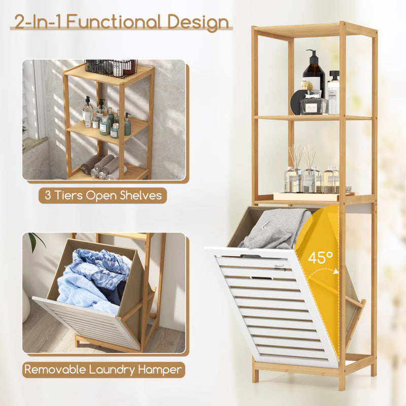 4-Tier Tilt-Out Laundry Hamper with Storage Shelves for Laundry Room