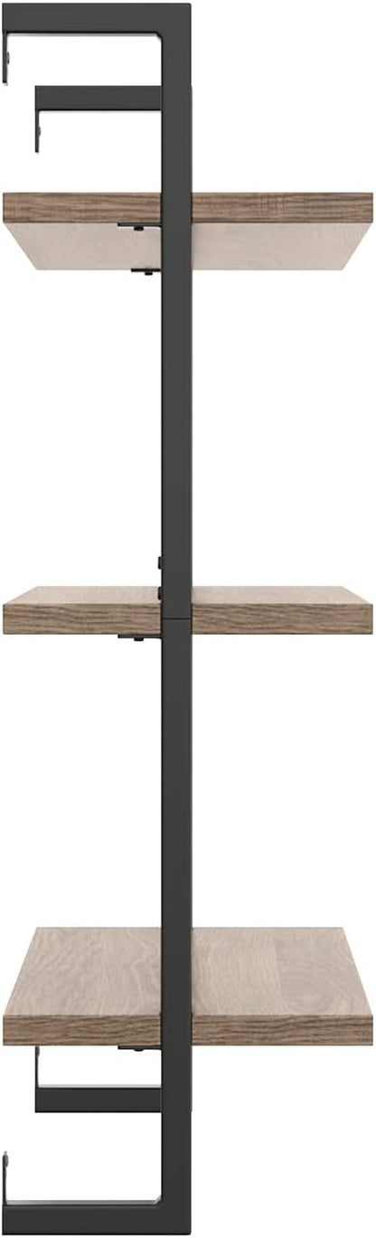 Rustic Wall-Mounted Bookcase with Industrial Frame