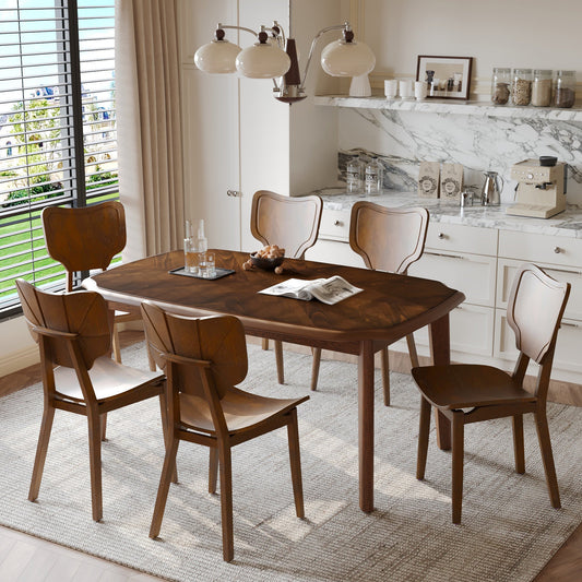 Vintage-Style Solid Wood Dining Table Set with Classic Dining Chairs for Home