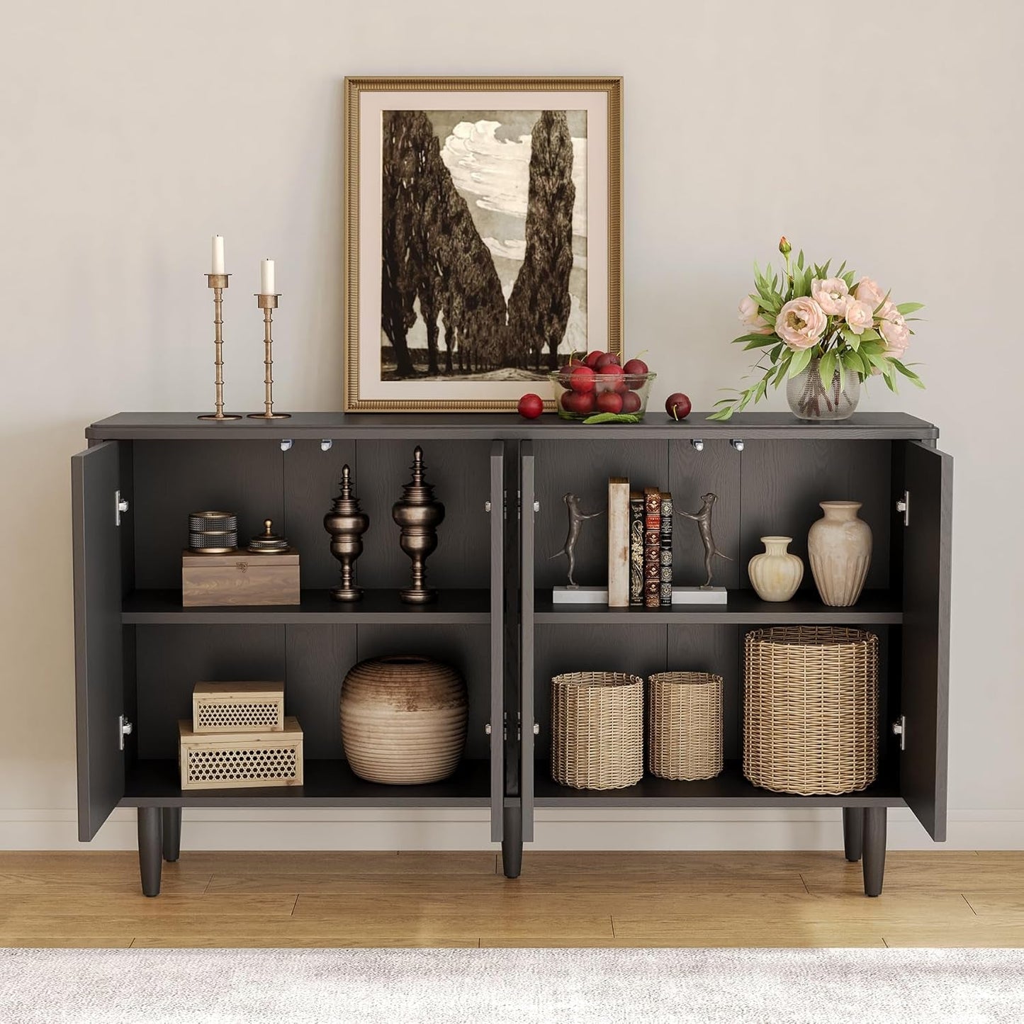 59-Inch Buffet Cabinet Sideboard with Storage, Modern Sideboard Buffet