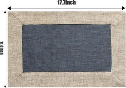 Placemats Green Cotton Linen Dining Kitchen Table Mats Set of 4 Non Slip Washable Soft Premium Coffee Mats Rectangular 11.8X17.7 Inch for Home Party Wedding Decorations Everyday Use