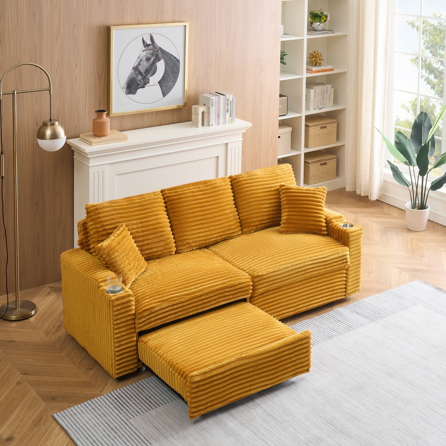 An 80-inch two-in-one pull-out, foldable and hidden chaise longue