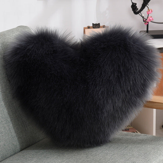 Throw Pillows Heart Shape Plush Shaggy Decorative Pillow