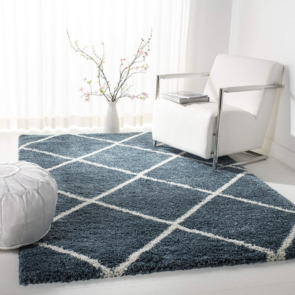 SAFAVIEH Hudson Shag Collection Area Rug - 7' Square, Beige & Ivory, Modern Trellis Design, Non-Shedding & Easy Care, 2-Inch Thick Ideal for High Traffic Areas in Living Room, Bedroom (SGH281S)