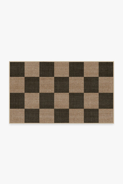 Checkerboard Soft Black Re-Jute Rug
