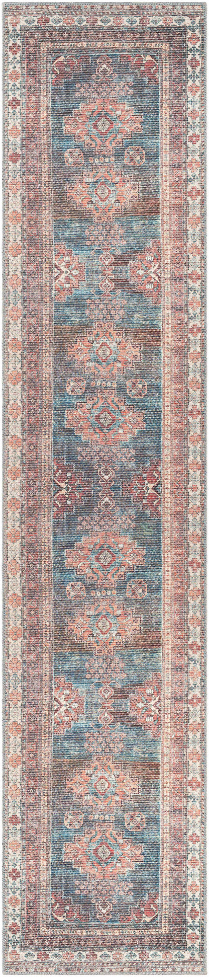 Baltinglass Rust & Blue Washable Area Rug