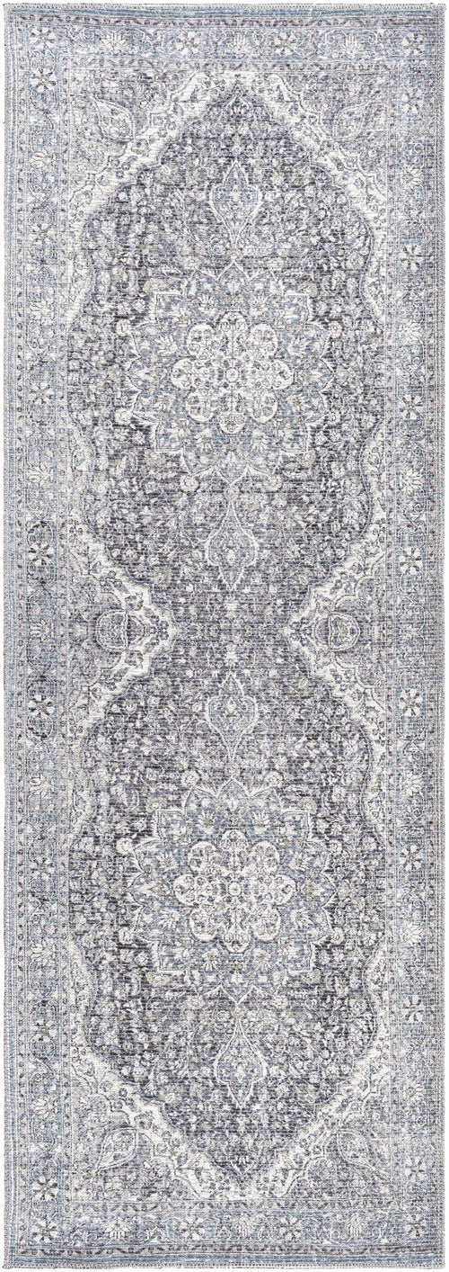 Tavas Blue Medallion Washable Rug