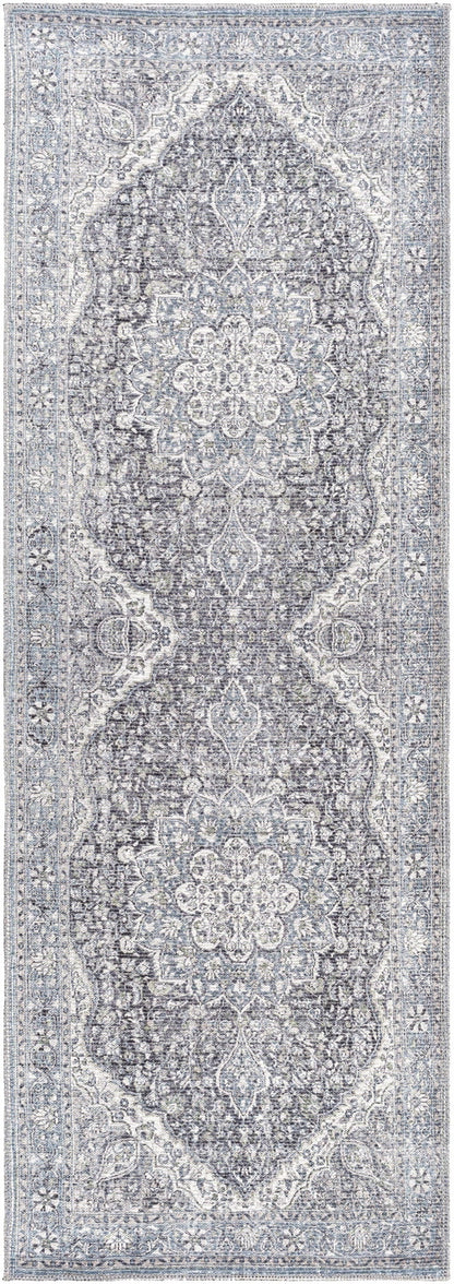 Tavas Blue Medallion Washable Rug
