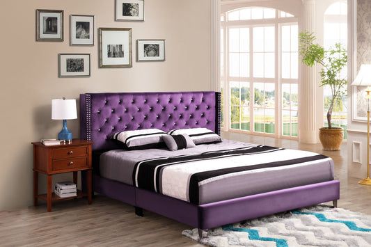 Elegant Purple Transitional King Bed