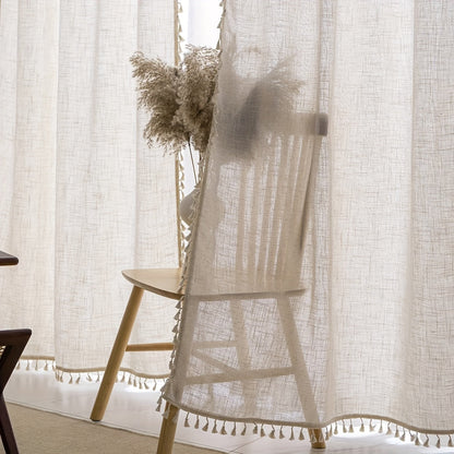 Natural Wood Bohemian Lace Curtain  Light and Privacy