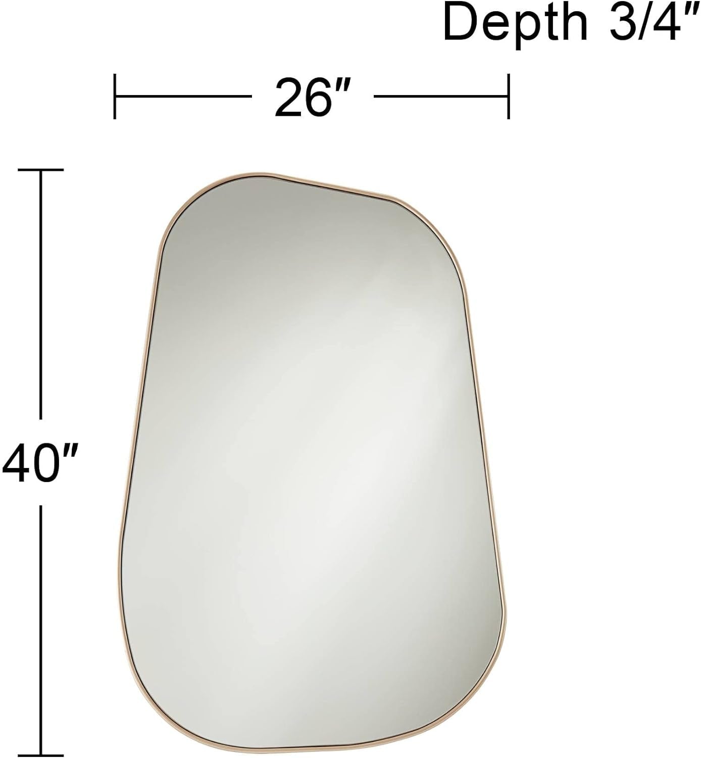 Modern Asymmetrical Curved Corner Champagne Gold Frame Vanity Mirror -