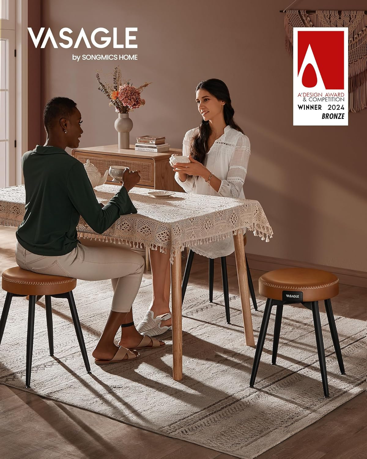 EKHO Collection - Dining Chairs Stools Set of 2, Upholstered Kitchen