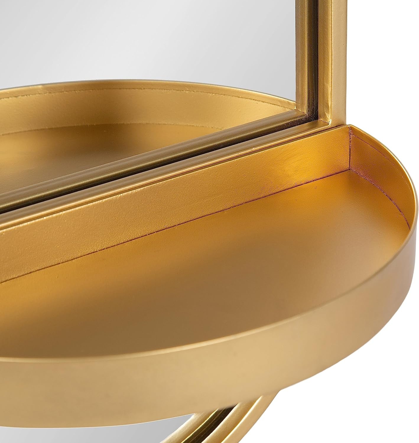 Estero Modern Metal Oval Mirror with Rounded Shelf, 11 X 25, Gold,