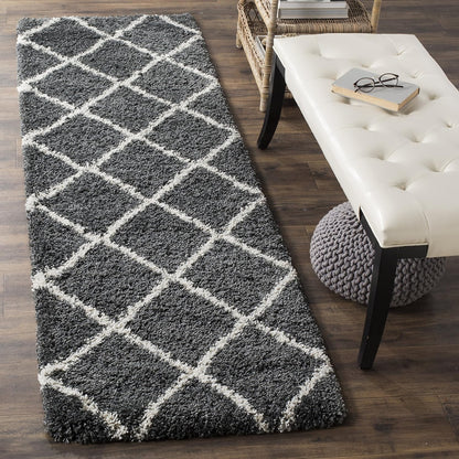 SAFAVIEH Hudson Shag Collection Area Rug - 7' Square, Beige & Ivory, Modern Trellis Design, Non-Shedding & Easy Care, 2-Inch Thick Ideal for High Traffic Areas in Living Room, Bedroom (SGH281S)