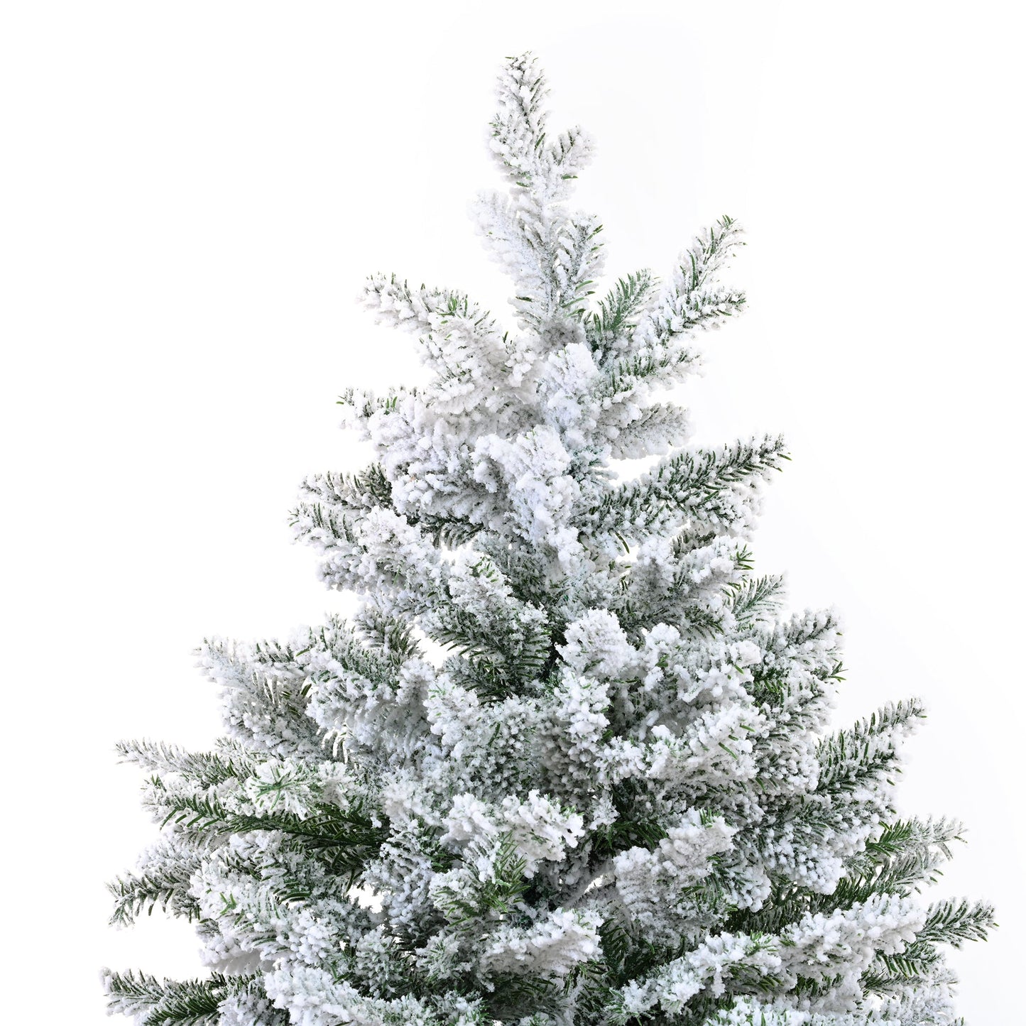 Premium 7FT Snow Flocked Hinged Artificial Christmas Tree with Fluffy