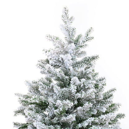 Premium 7FT Snow Flocked Hinged Artificial Christmas Tree with Fluffy