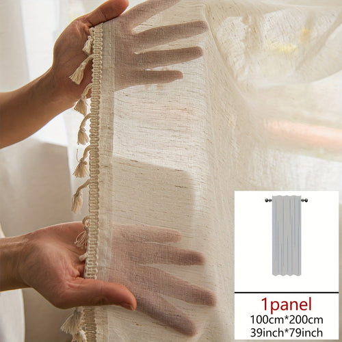 Natural Wood Bohemian Lace Curtain  Light and Privacy