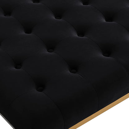 24KF Velvet Tufted Coffee Table Ottoman - Black