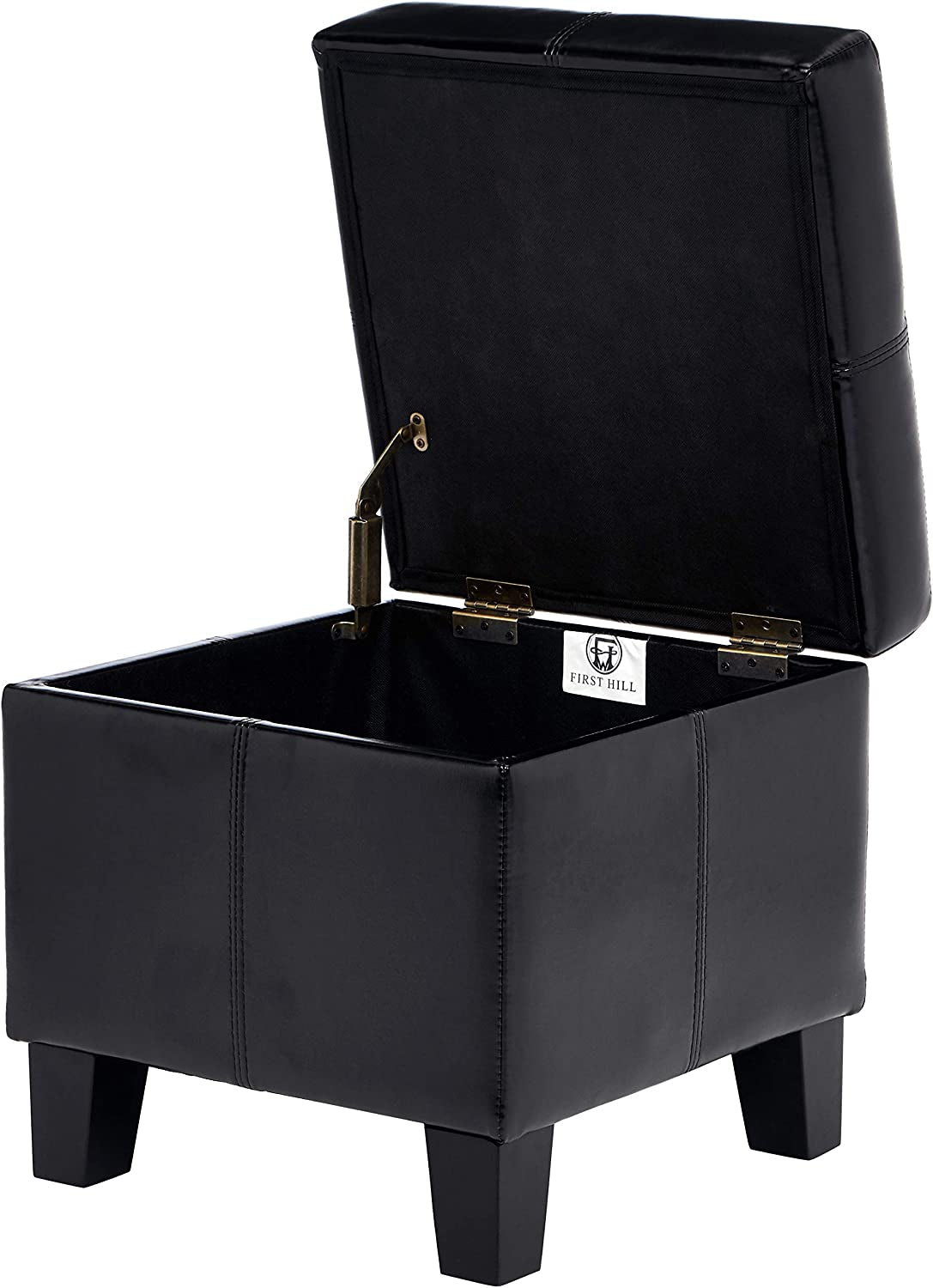 Small Black Ottoman with Hidden Storage