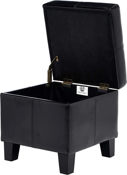 Small Black Ottoman with Hidden Storage