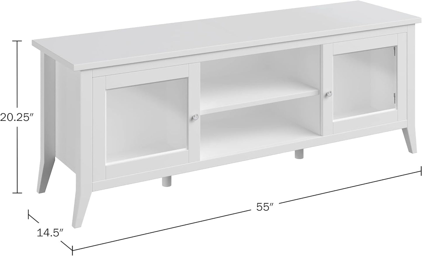 TV Stand - 55-Inch Storage Cabinet with 2 Cubbies and 2 Shelves -