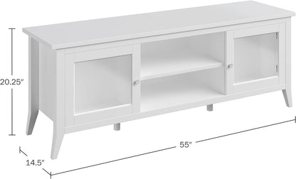TV Stand - 55-Inch Storage Cabinet with 2 Cubbies and 2 Shelves -