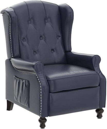 Wingback Recliner Chair with Massage and Heat, Tufted PU Leather Push