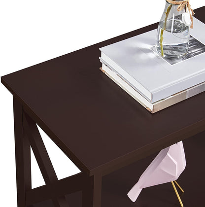 3-Tier Espresso Console Table with Storage Shelves