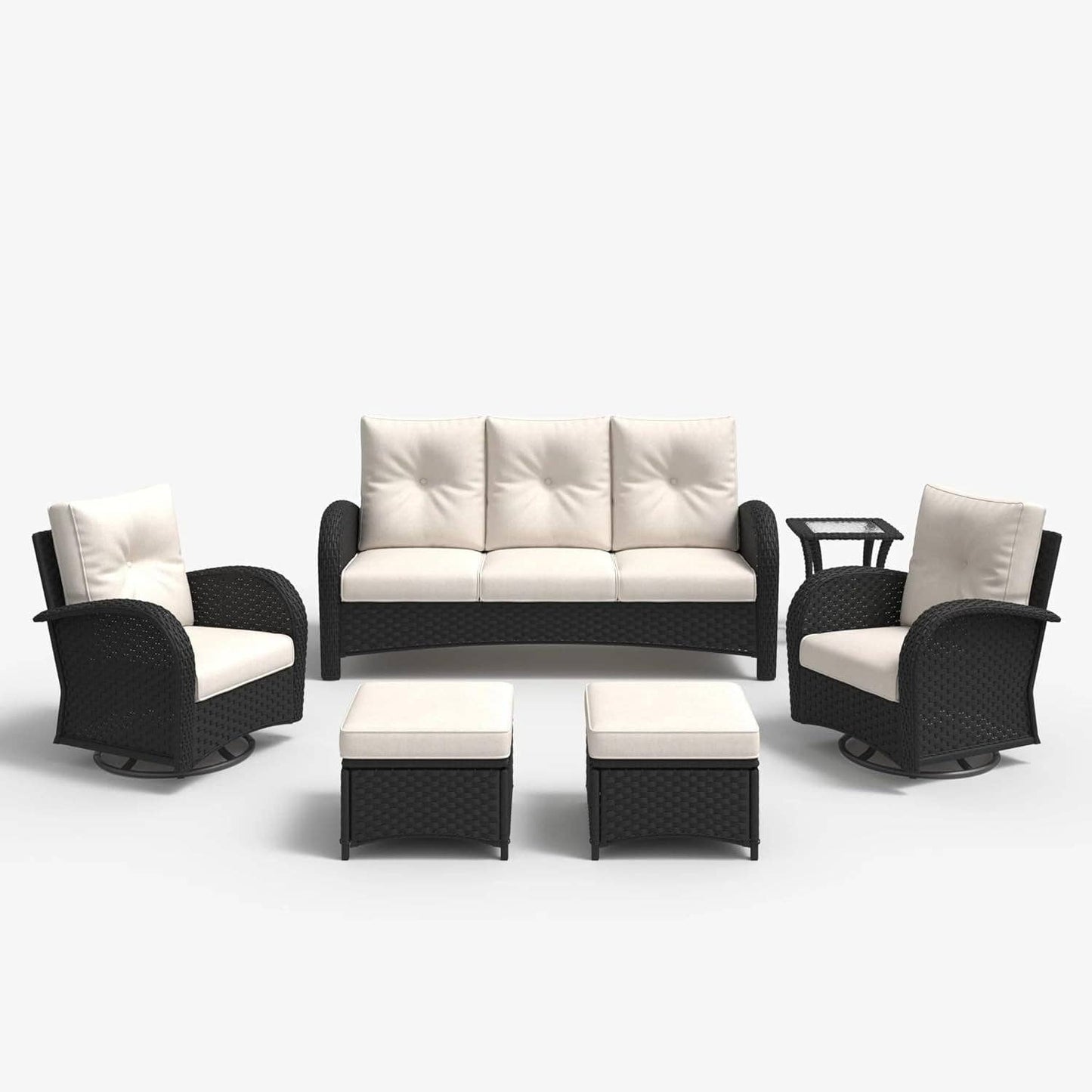 6 Piece Outdoor Patio Furniture Set Sectional Swivel Rocker Chairs