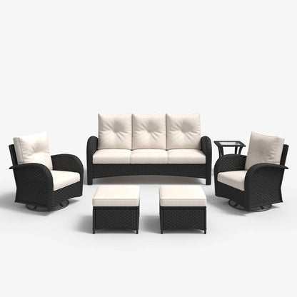 6 Piece Outdoor Patio Furniture Set Sectional Swivel Rocker Chairs