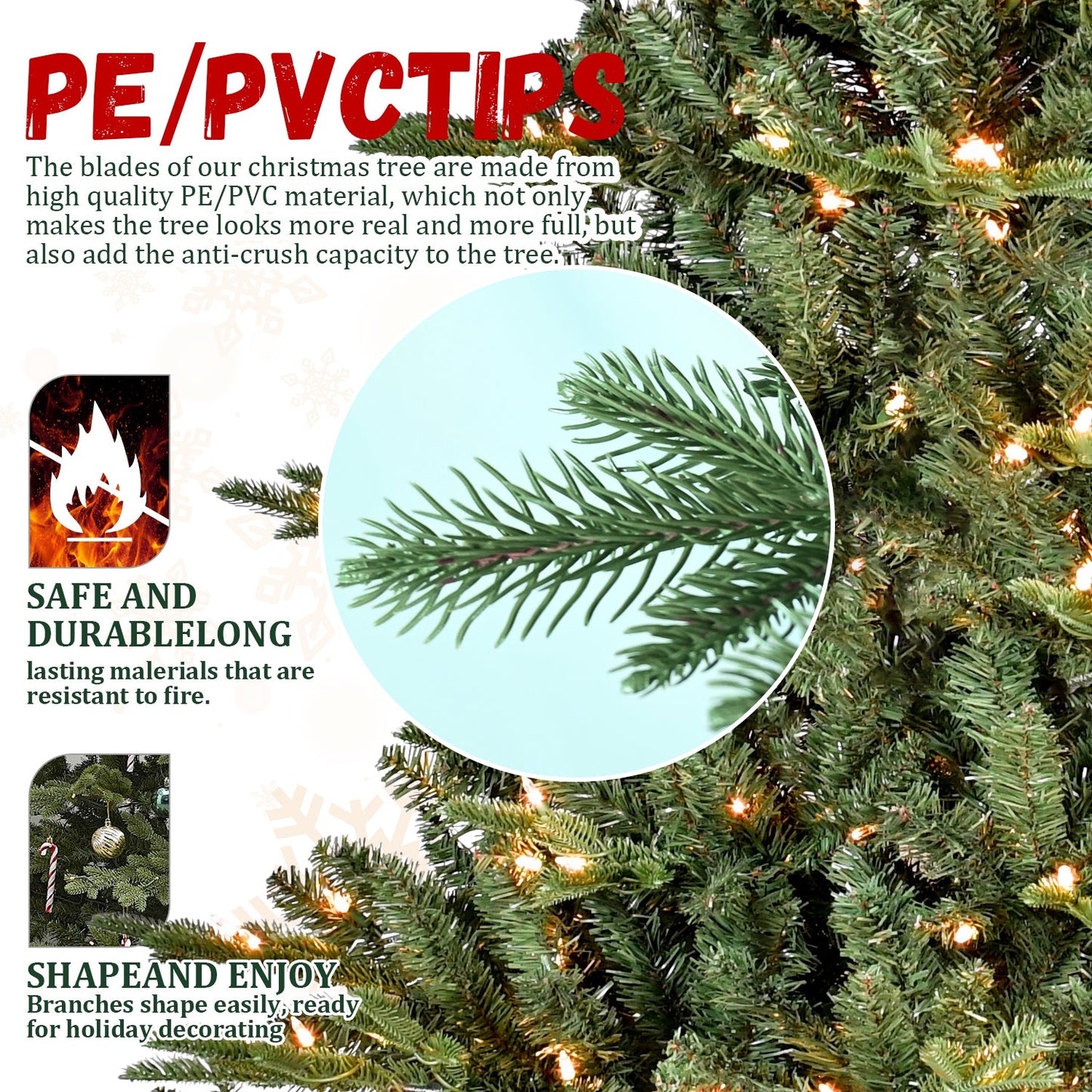9FT Full-Shape Christmas Tree with 1100 UL Lights – PE/PVC Mixed