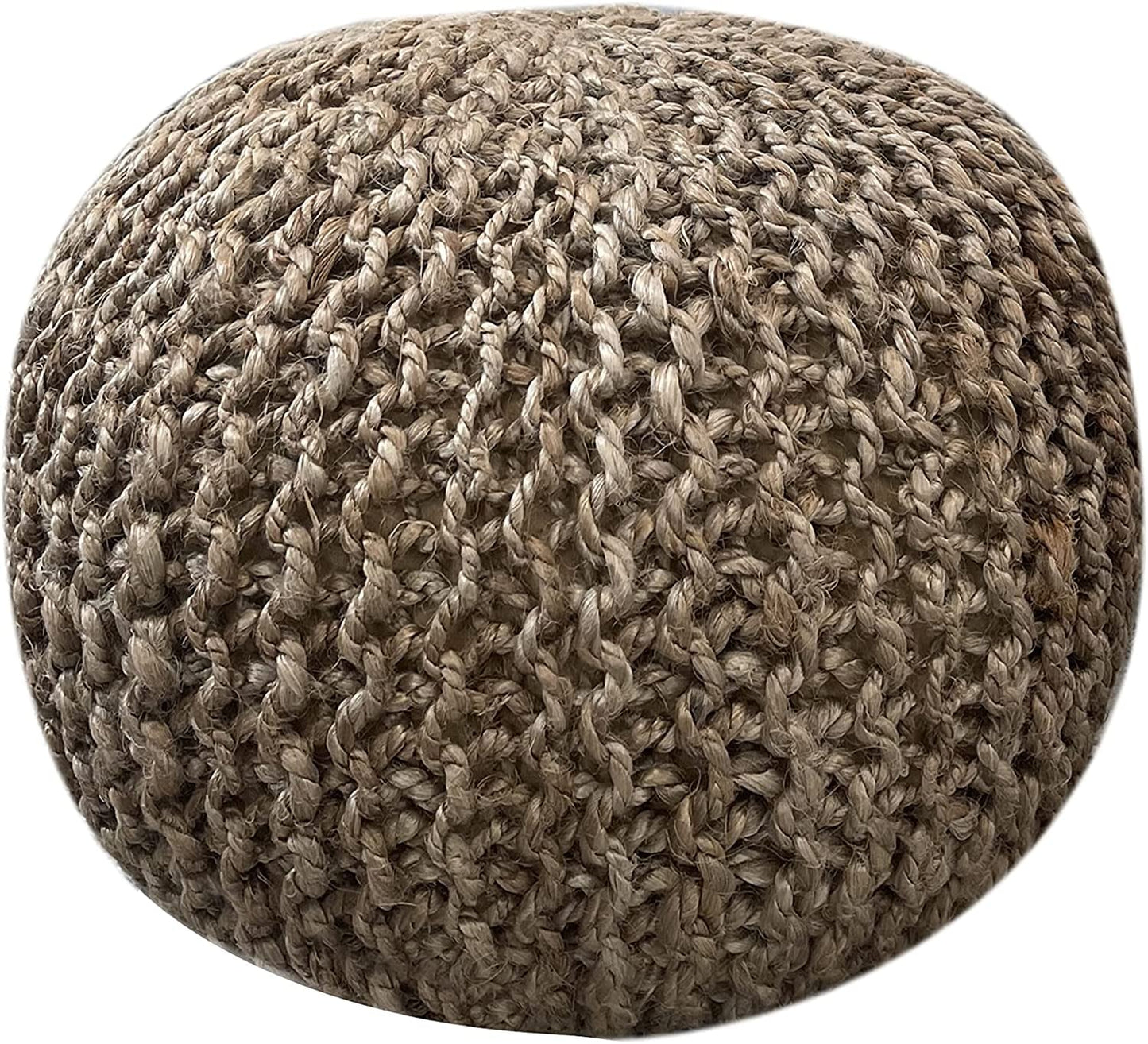 Natural Jute Braided Pouf Ottoman - Versatile Footrest