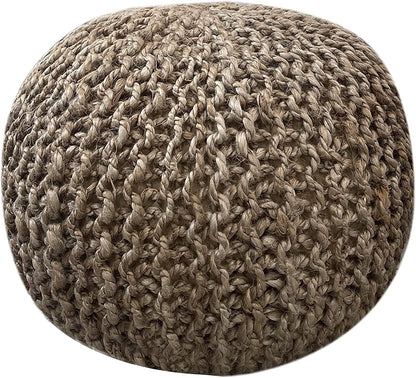 Natural Jute Braided Pouf Ottoman - Versatile Footrest