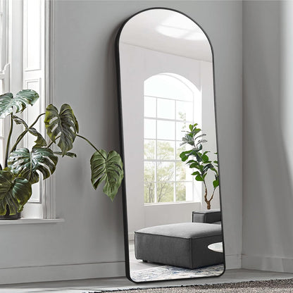 KIAYACI Arched Floor Mirror Wood Frame Wall Mounted Mirror Distressed Style Wide Frame Dressing Make up Mirror for Bathroom/Bedroom/Living Room/Dining Room/Entry/Farmhouse (Light Gray, 64" X 21")…