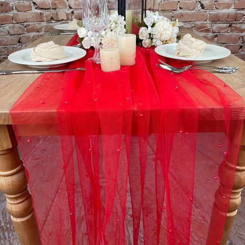 Elegant White Pearl Table Runner for Weddings  Events
