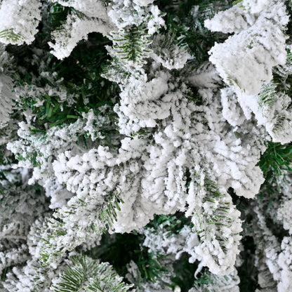 Unlit 7FT Snowy PE PVC Mixed Christmas Tree with Full Branch Tips in