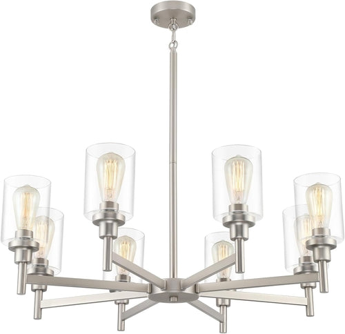 Brushed Nickel Chandeliers for Dining Room Light Fixture over Table, 8