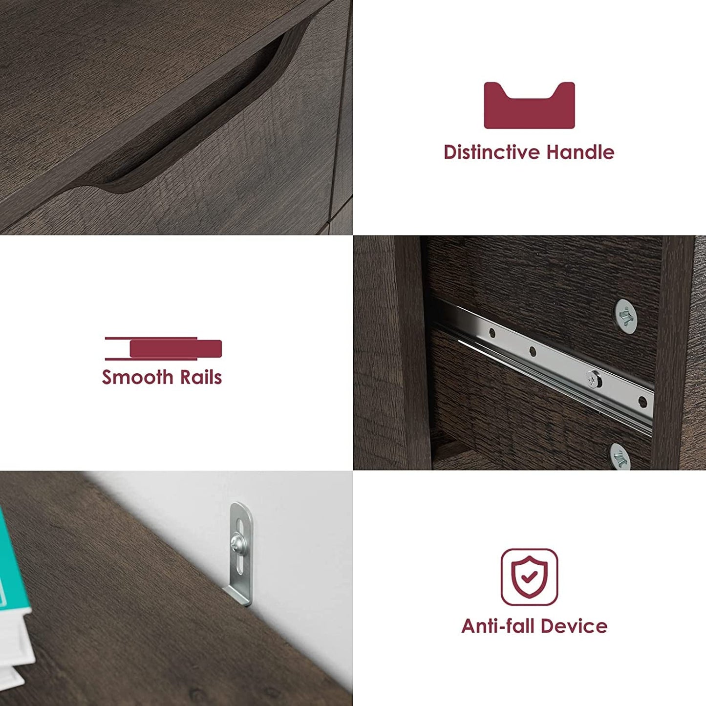 Dark Brown 5-Drawer Modern Dresser