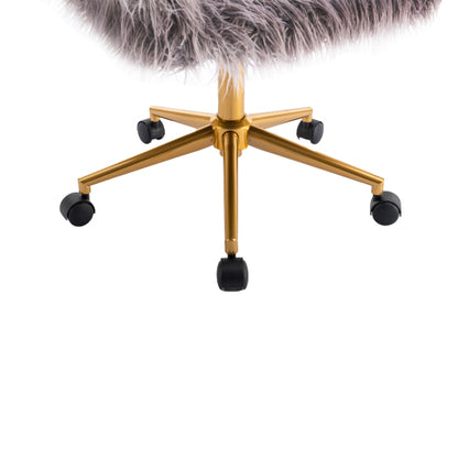 Modern Faux Fur Home Office Chair Fluffy Chair for Makeup Vanity and Desk Seating