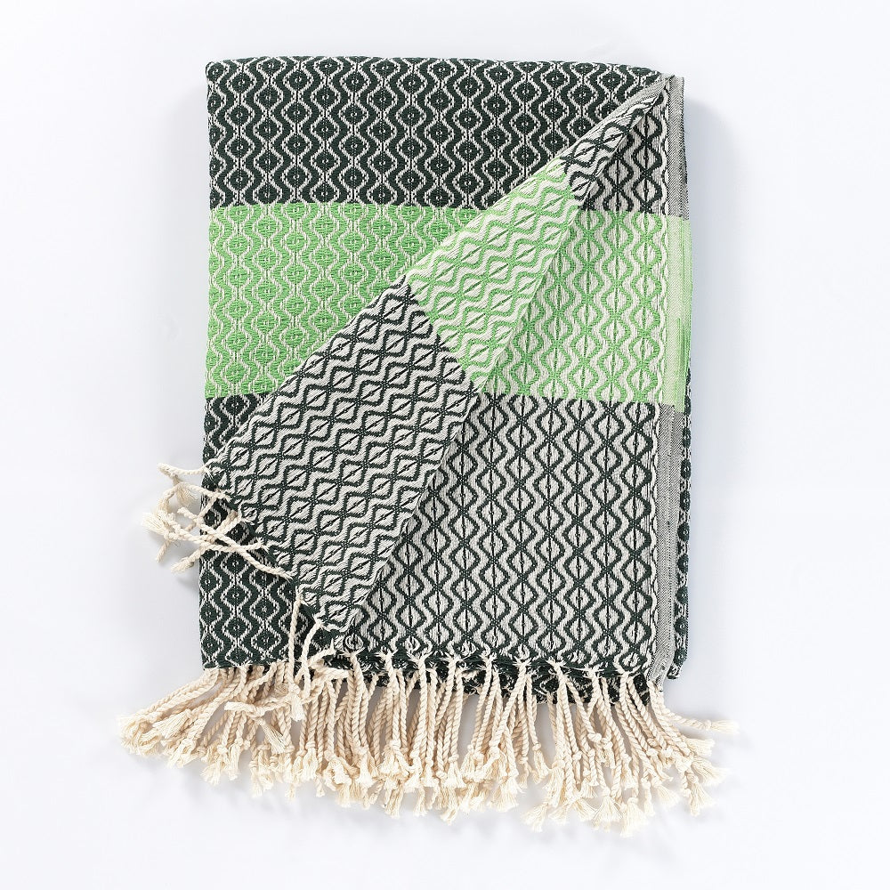 Caria Cotton Throw Blanket, Hand-Loomed