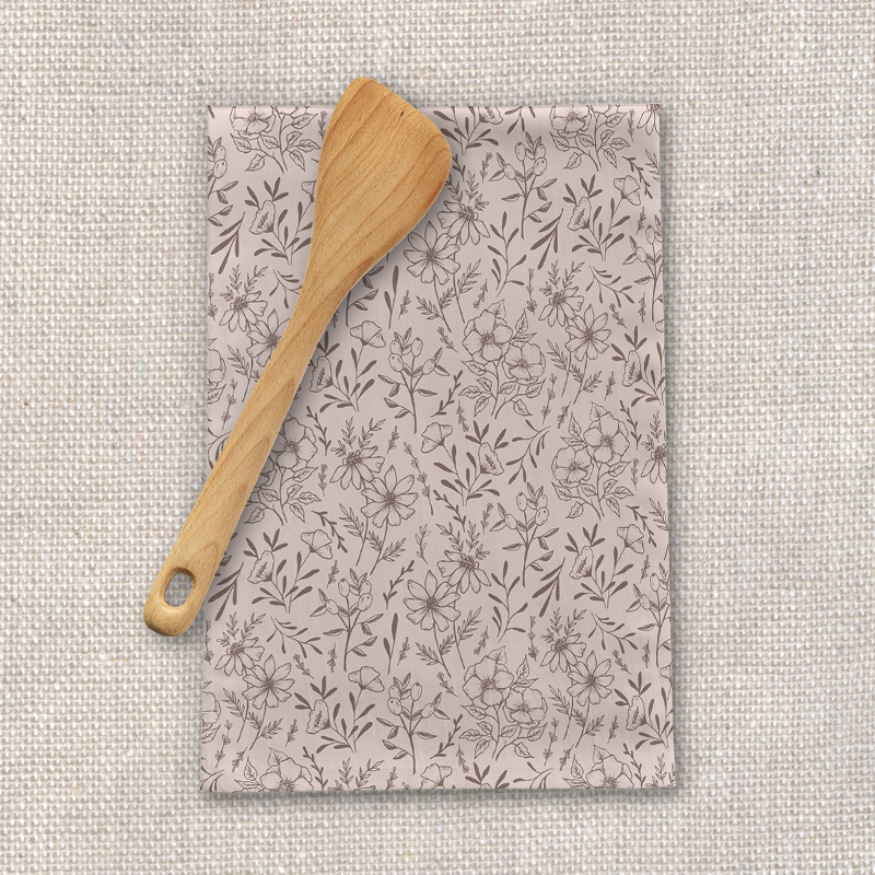 Pink Flower Tea Towel