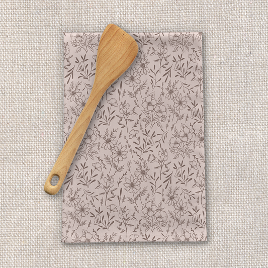Pink Flower Tea Towel