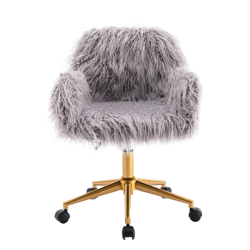 Modern Faux Fur Home Office Chair Fluffy Chair for Makeup Vanity and Desk Seating