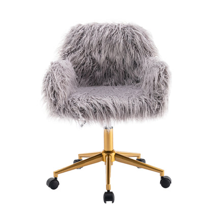Modern Faux Fur Home Office Chair Fluffy Chair for Makeup Vanity and Desk Seating